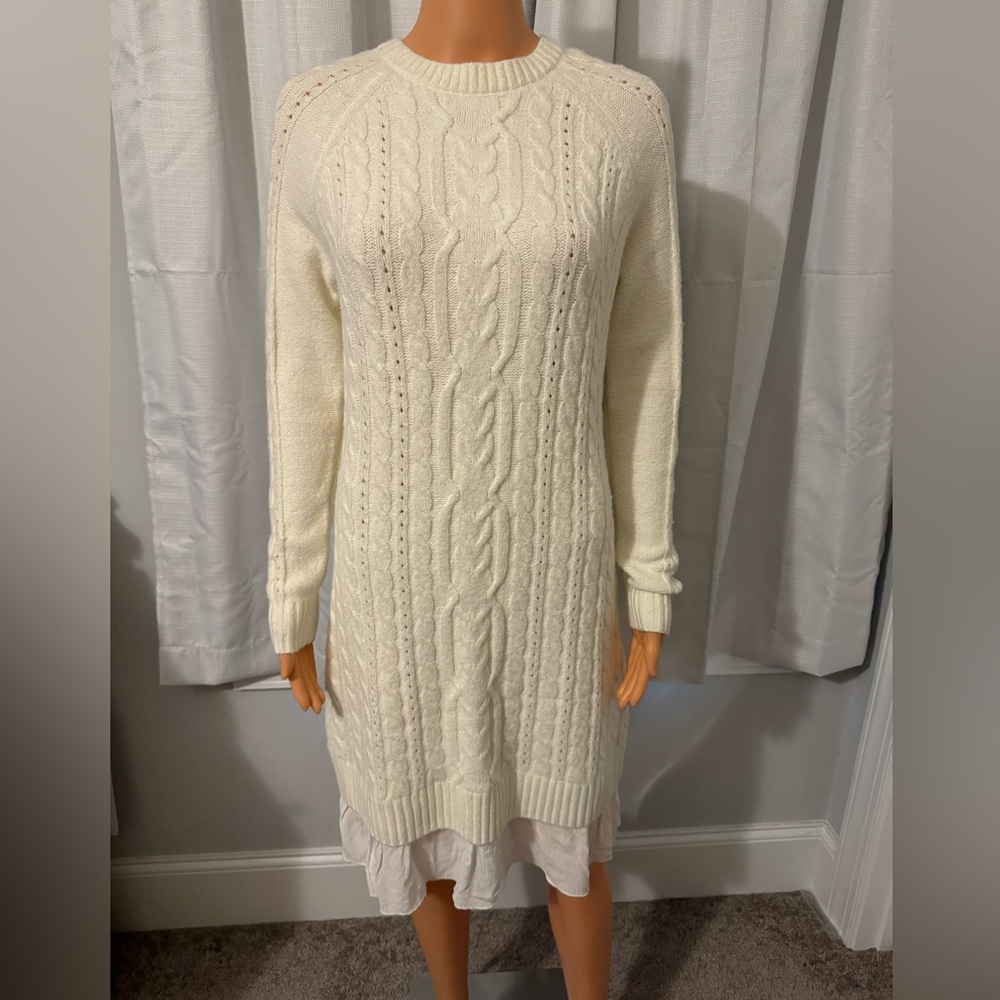 Pretty Love Scarlett size SP ivory cable front long sleeve sweater dress new